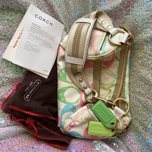 Coach pastel logo barrel shoulder bag